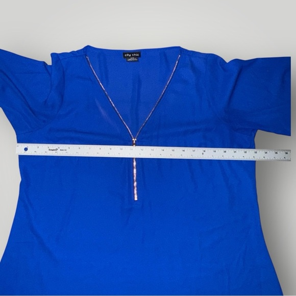 CITY CHIC Sexy Fling Elbow Sleeve Top - Plus 16 (S) Blue - Picture 9 of 13
